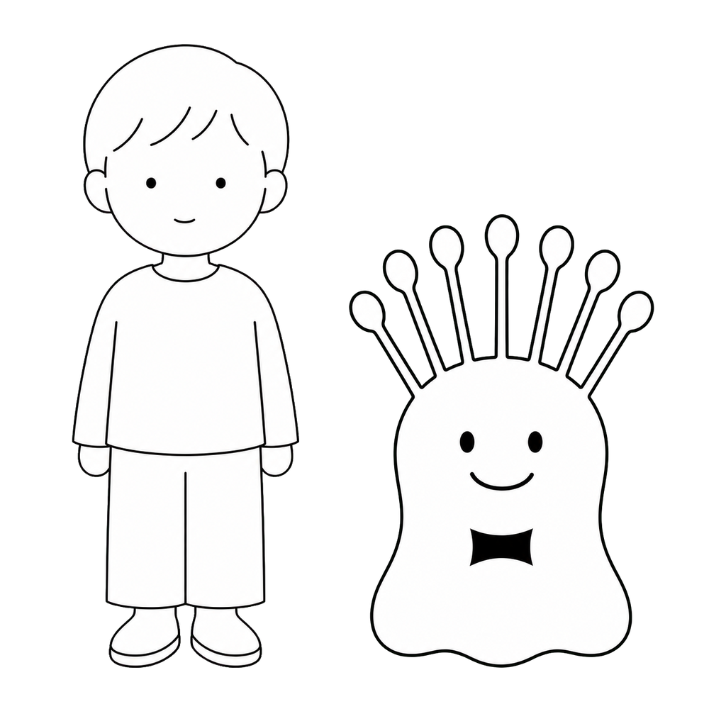 むぎとハッコーちゃんのイラスト